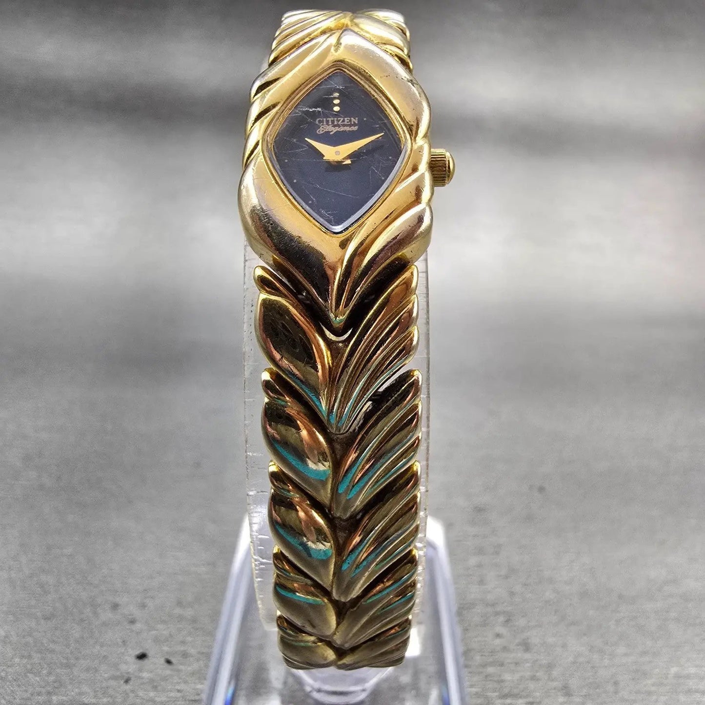 Citizen Elegance Watch Women 15mm Blue Dial Gold Tone 5421-F45880 New Battery5