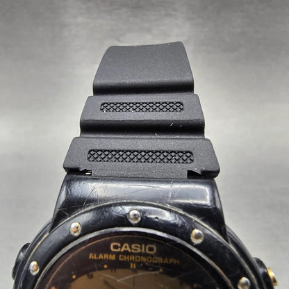 Casio AE-30W Watch Men 38mm Black Alarm Chronograph Round New battery VTG4