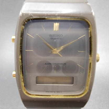 Seiko Analog Digital Watch Men 30mm Silver Dial Two Tone H601-5039 PARTS