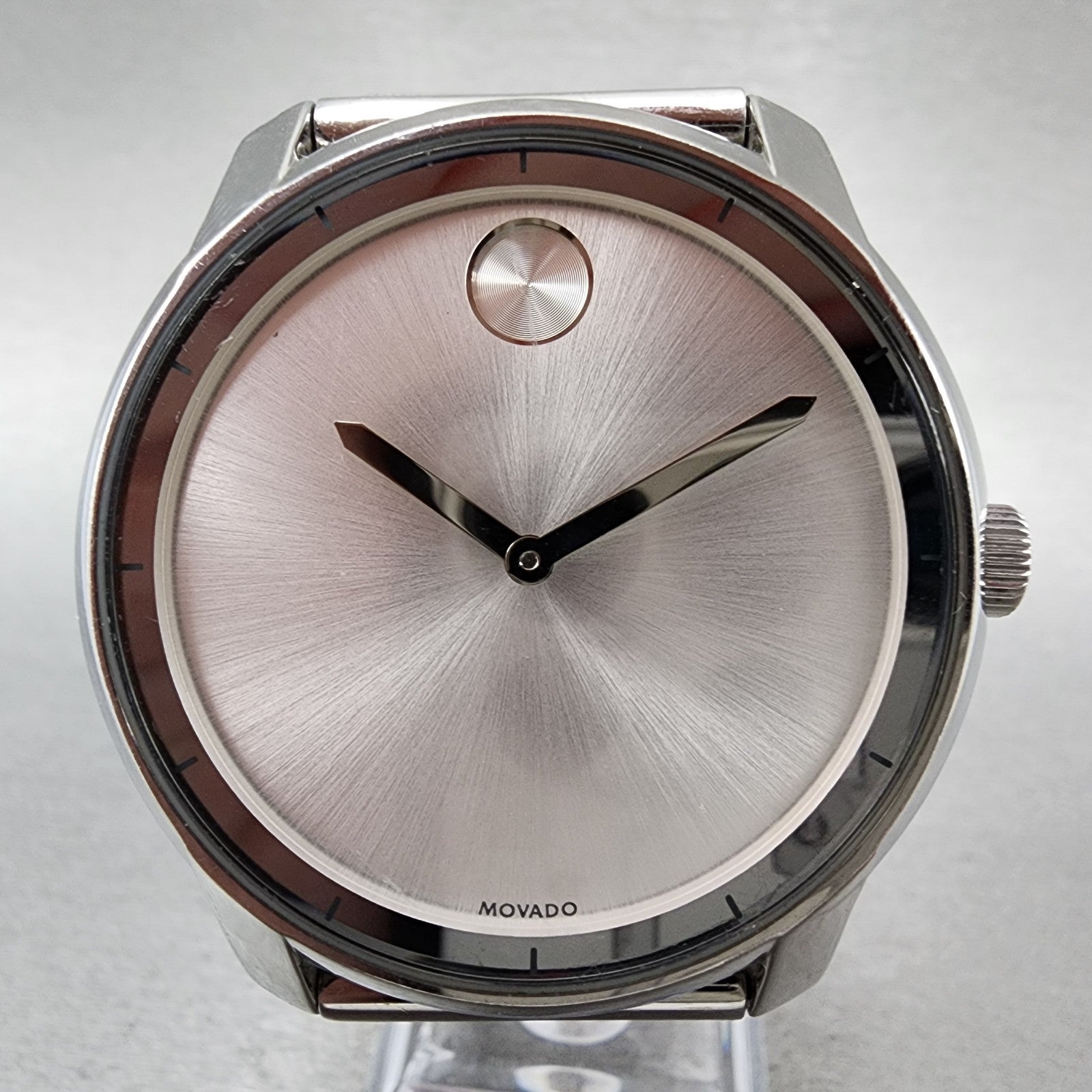 Movado Bold Watch Men 43mm Silver Dial Silver Tone 3600260 New Battery1