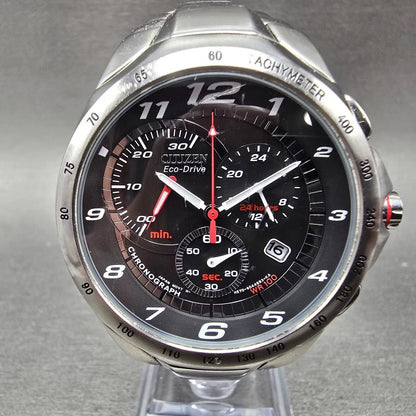 Citizen Eco-Drive Chronograph Watch Men 57mm Black Dial Steel H570-S041287 Runs0