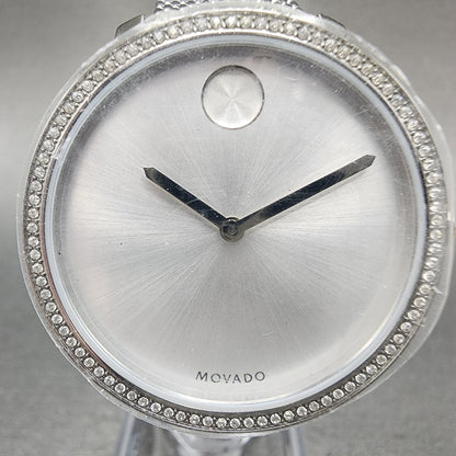 Movado Bold Shimmer Watch Women 34mm Silver Dial Steel Crystal Bezel New Batt