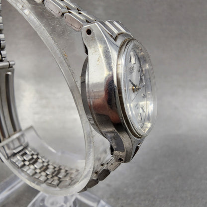 Seiko Automatic Watch Women 22mm Silver Dial Silver Tone Date 2205-0040 Runs
