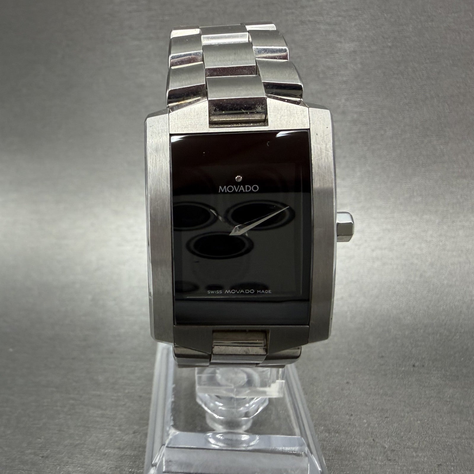 Movado Eliro Watch Women 22mm Black Dial Stainless Steel 84-C1-455A New Battery0