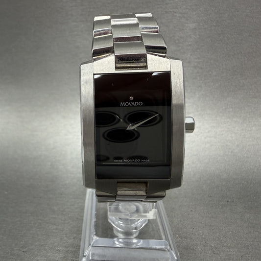 Movado Eliro Watch Women 22mm Black Dial Stainless Steel 84-C1-455A New Battery0