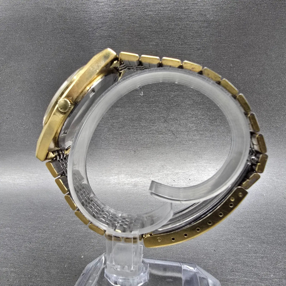 Seiko SQ Watch Men 34mm Gold Dial Gold Tone Daydate Round 7123-8439 PARTS VTG7