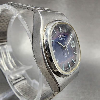 VTG Seiko Watch Women 24mm Blue Dial Steel Date Round 7902-5000 PARTS
