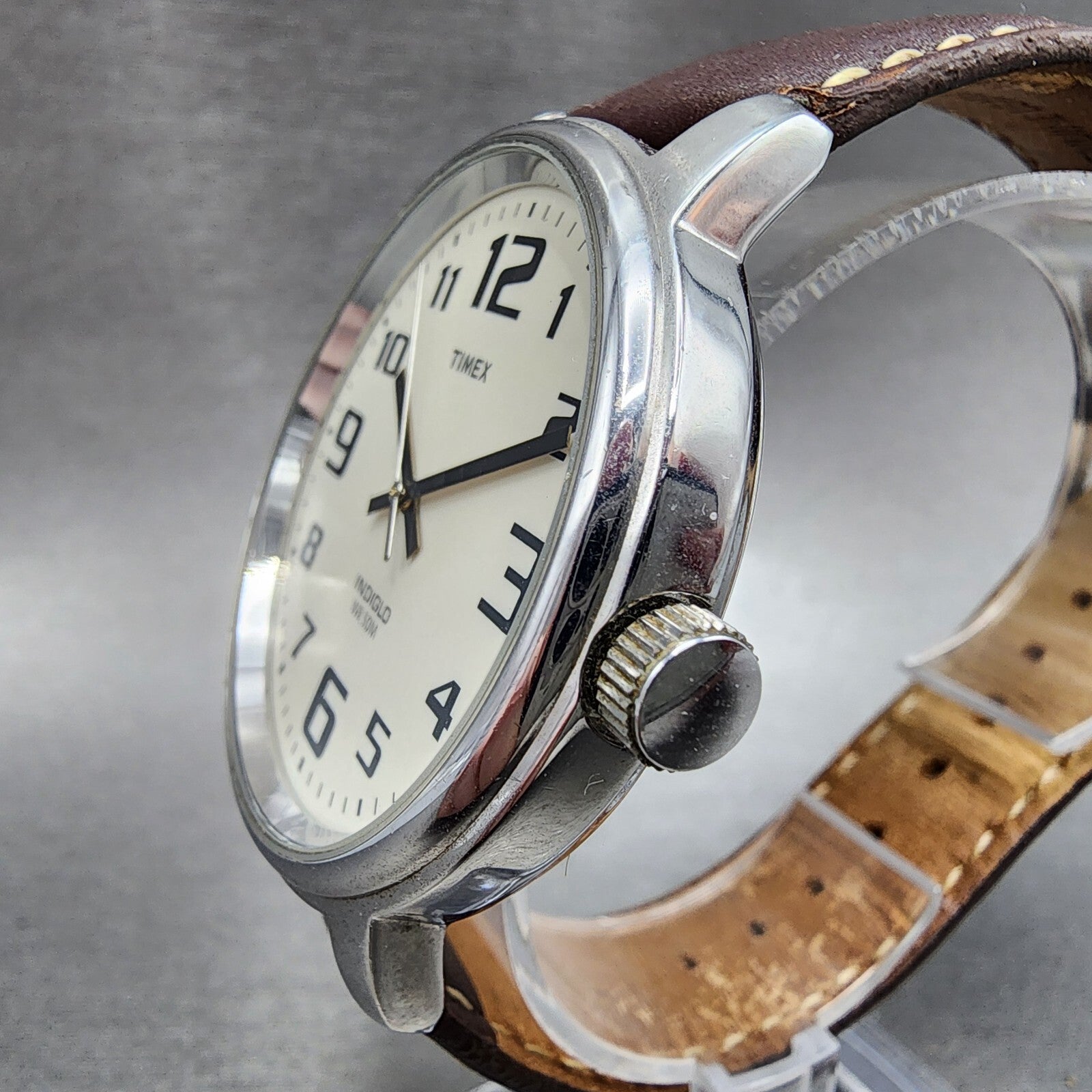 Timex Easy Reader Watch Men 43mm Cream Dial Silver Tone Round New Battery2