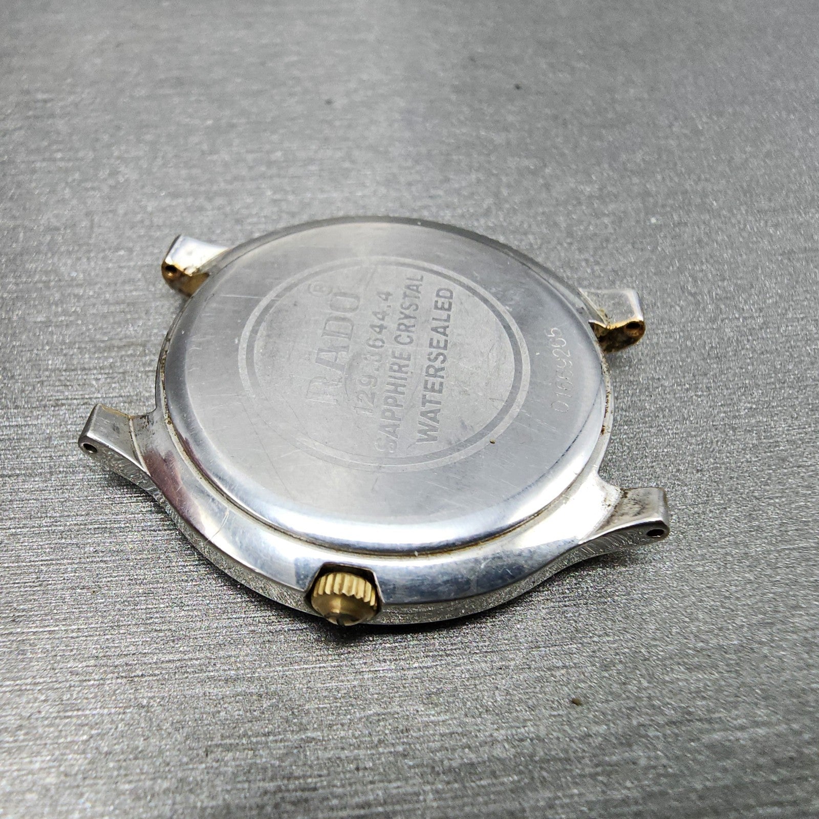 Rado Florence Watch Men 32mm Gold Dial Two Tone Date Round 129.3644.4 New Batt8