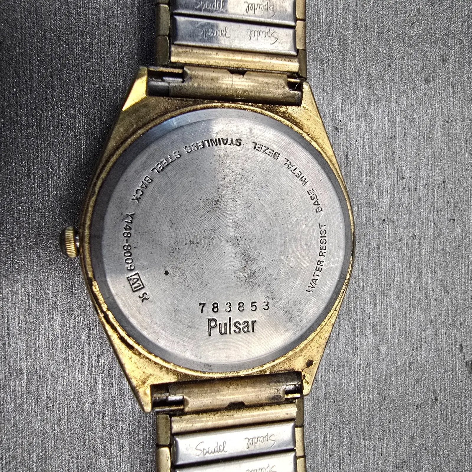 Seiko Pulsar Watch Men 34mm Champagne Dial Gold Tone Daydate Y148-8009 New Batt10
