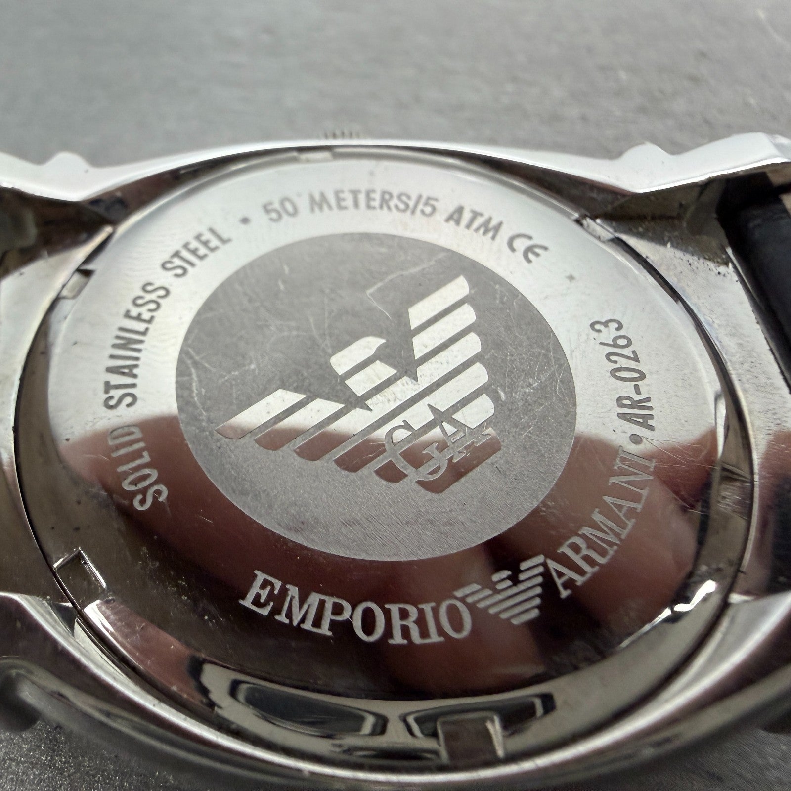 Emporio Armani Watch Men 41mm Black Dial Silver Tone Round AR-0263 New Battery9