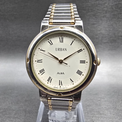 Seiko Alba Watch Men 31mm Ivory Dial Two Tone Round V701-1390 New Battery0