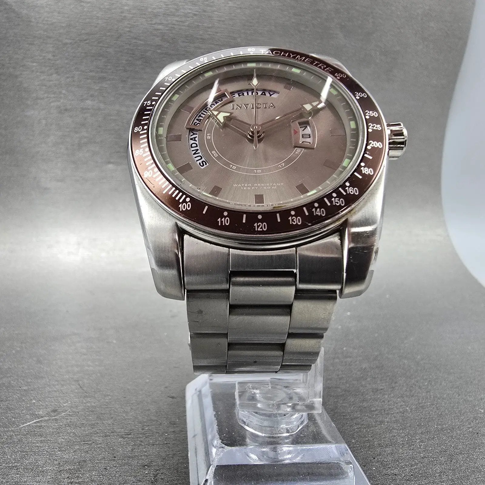 Invicta Watch Men 45mm Silver Dial Silver Tone Daydate Round 5785 PARTS6