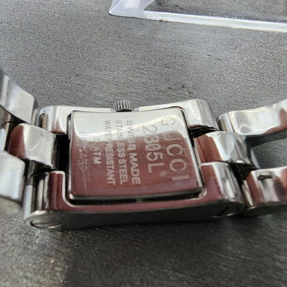 Gucci Tank Watch Women 17mm Black Dial Silver Tone Rectangle 2305L New Battery9