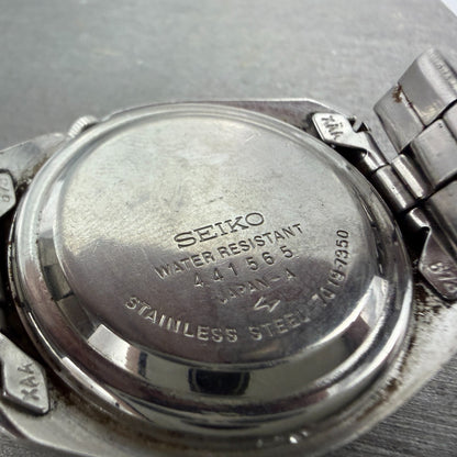 Seiko 5 Actus Watch Men 37mm Green Dial Silver Tone Daydate 7019-7350 Runs VTG9