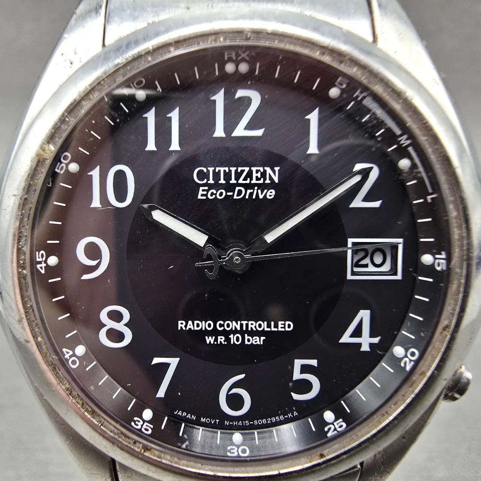 Citizen Eco-Drive Watch Men 38mm Black Dial Steel Atomic Round Date READ!!!!!!!!2
