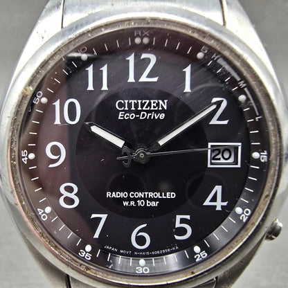 Citizen Eco-Drive Watch Men 38mm Black Dial Steel Atomic Round Date READ!!!!!!!!2