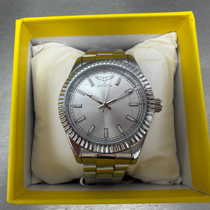 Invicta Specialty Watch Men 41mm Silver Dial Silver Round Fluted Bezel 690130