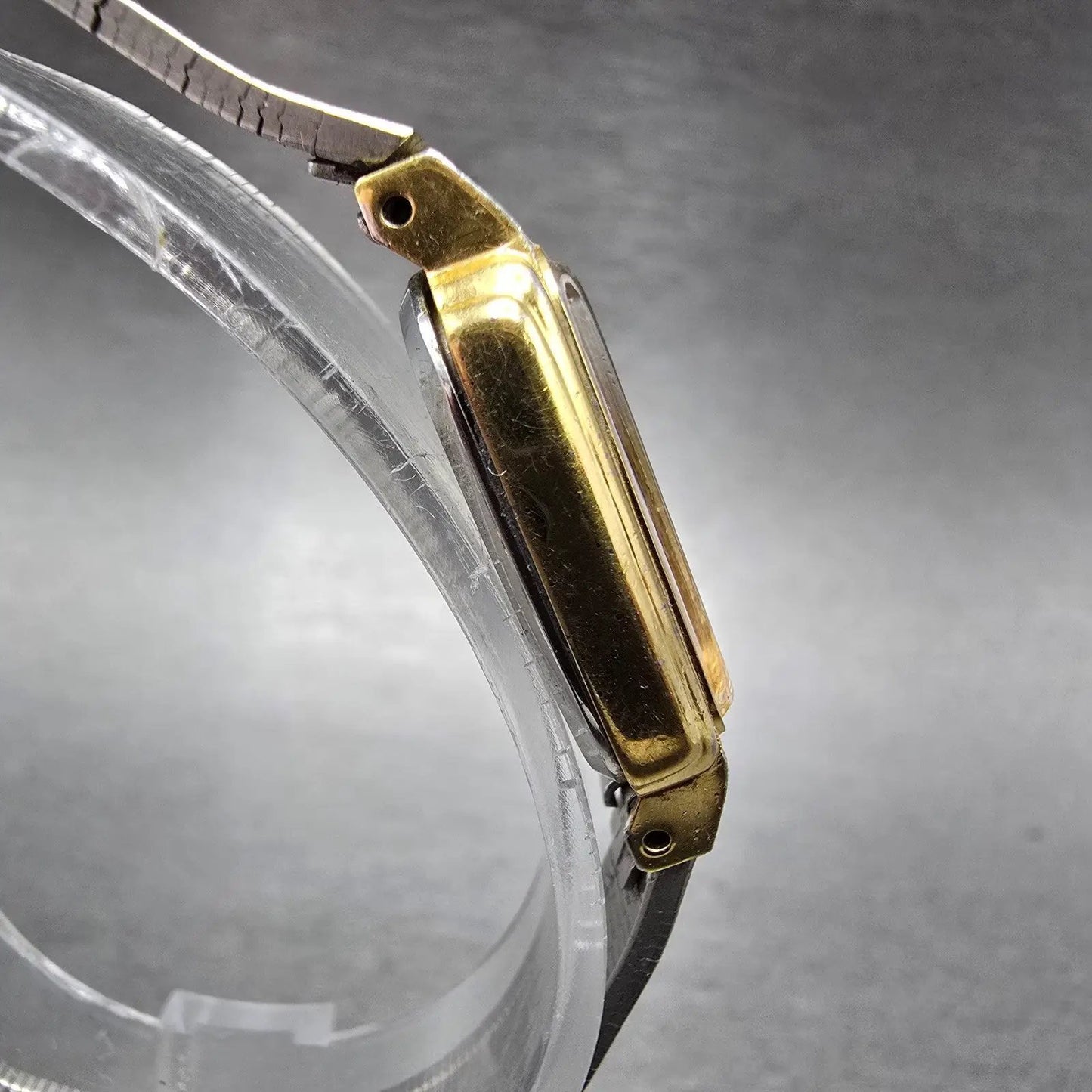 Citizen Seven Tank Watch Women 16mm Brown Dial Gold Tone 3220-949650 New Battery3