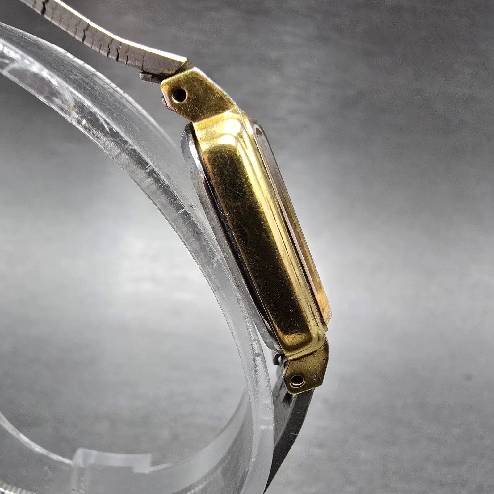 Citizen Seven Tank Watch Women 16mm Brown Dial Gold Tone 3220-949650 New Battery3