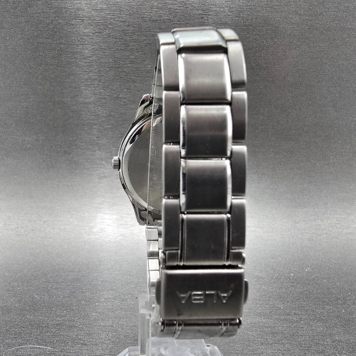 Seiko Alba Solar Watch Men 36mm White Dial Silver Daydate V158-0AX0 Runs JDM7