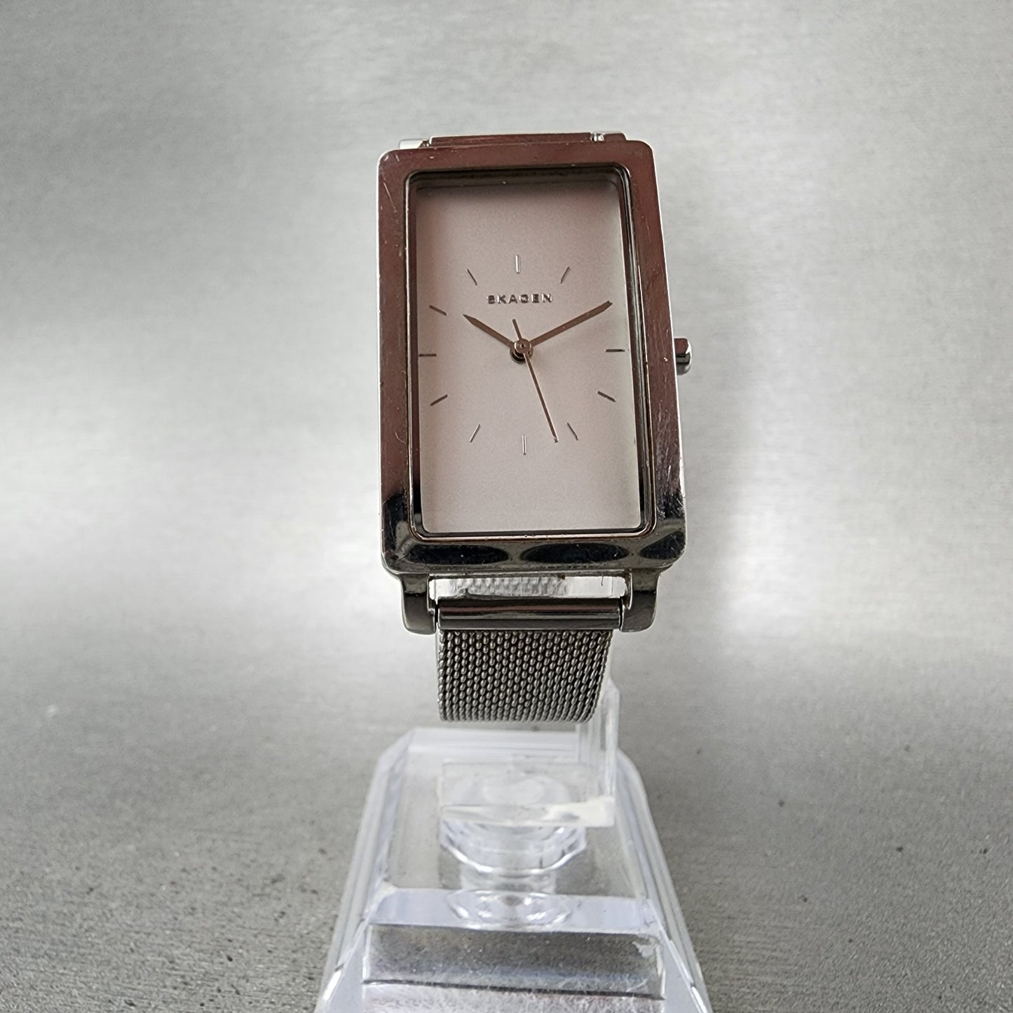 Skagen Hagen Tank Watch Women 22mm Silver Dial Silver Tone Rectangle New Batt5