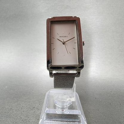 Skagen Hagen Tank Watch Women 22mm Silver Dial Silver Tone Rectangle New Batt5