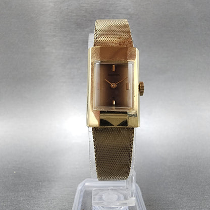 Seiko Tank Watch Women 16mm Gold Dial Gold Tone 113849 Rectangle Manual Wind5