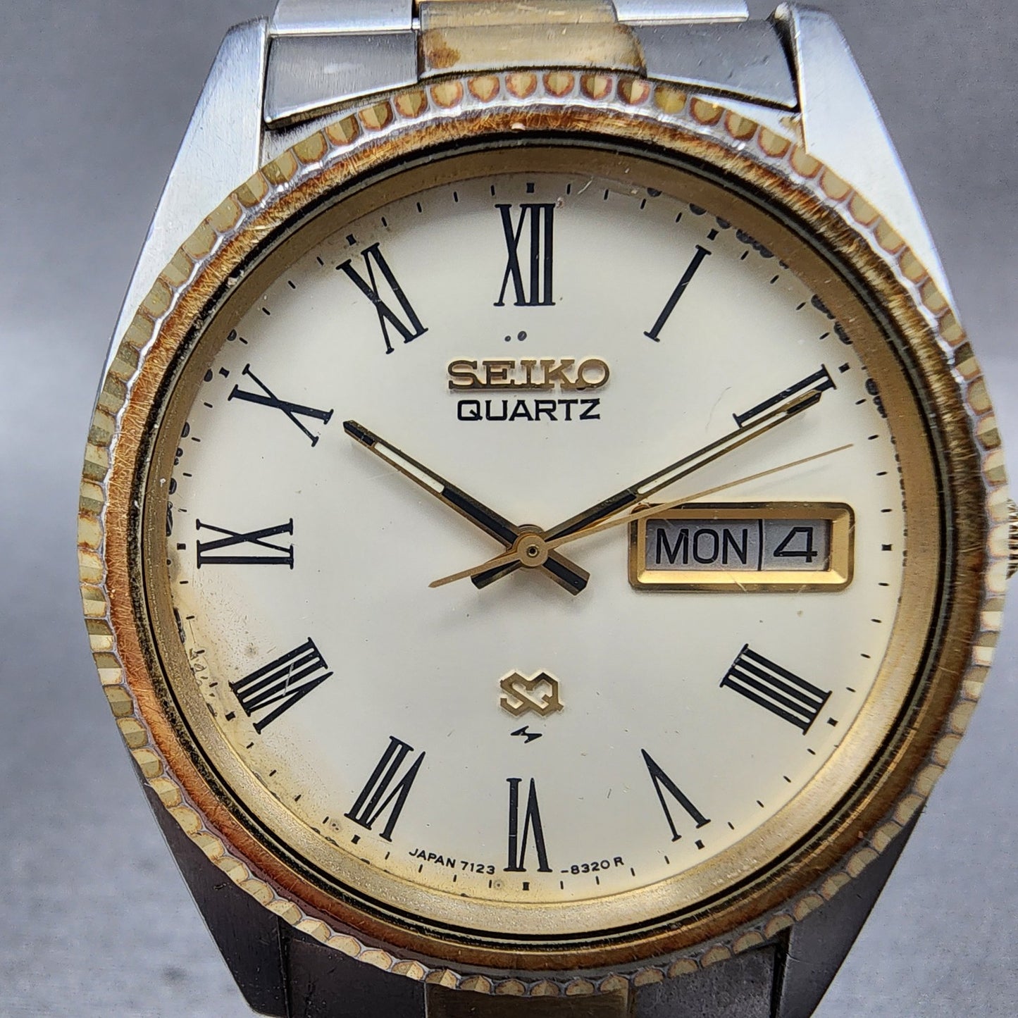 Seiko President Watch Men 37mm Cream Dial Two Tone Daydate Round New Battery1