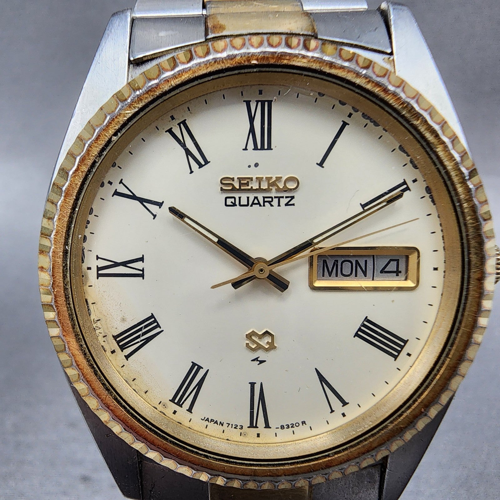 Seiko President Watch Men 37mm Cream Dial Two Tone Daydate Round New Battery1
