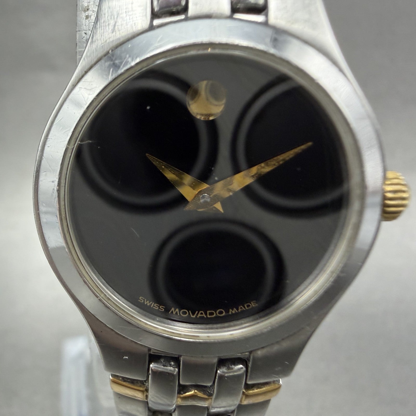 Movado Museum Watch Women 24mm Black Dial Two Tone Round 81-E4-1832 New Batt1