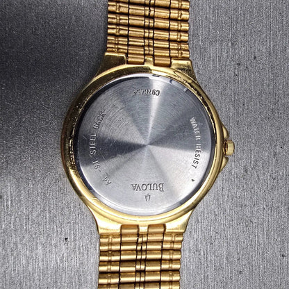 Bulova Watch Men 35mm Champagne Dial Gold Tone Diamond Accent Round New Battery10