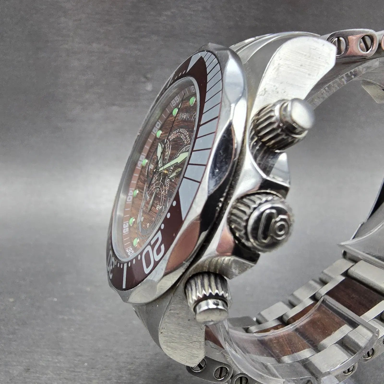 Invicta Pro Diver Chronograph Watch Men 47mm Brown Dial Steel Date 0164 New Batt2