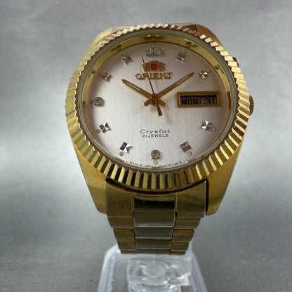 Orient Crystal President Watch Men 36mm Silver Dial Gold Daydate 469KL6-70 PARTS6
