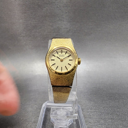 Seiko Watch Women 16mm Gold Dial Gold Tone Round 14000909 New Battery5