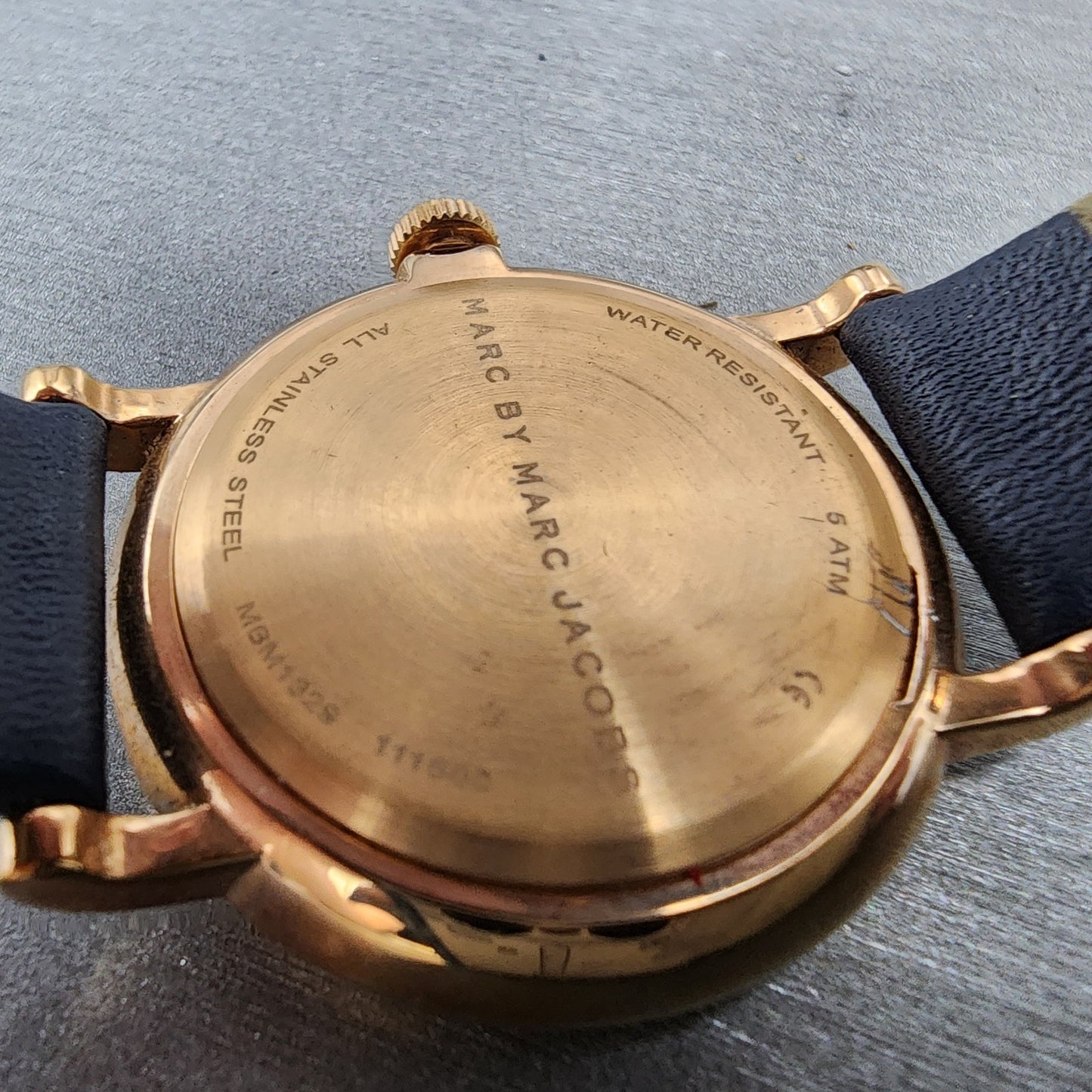 Marc Jacobs Baker Watch Men 37mm Blue Dial Rose Gold Tone Small Seconds New Batt9