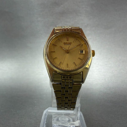 Seiko Watch Women 24mm Gold Dial Gold Tone Date Round 3Y02-0010 New Battery5