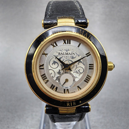 Pierre Balmain Watch Women 26mm White Dial Gold Tone Small Seconds New Batt0