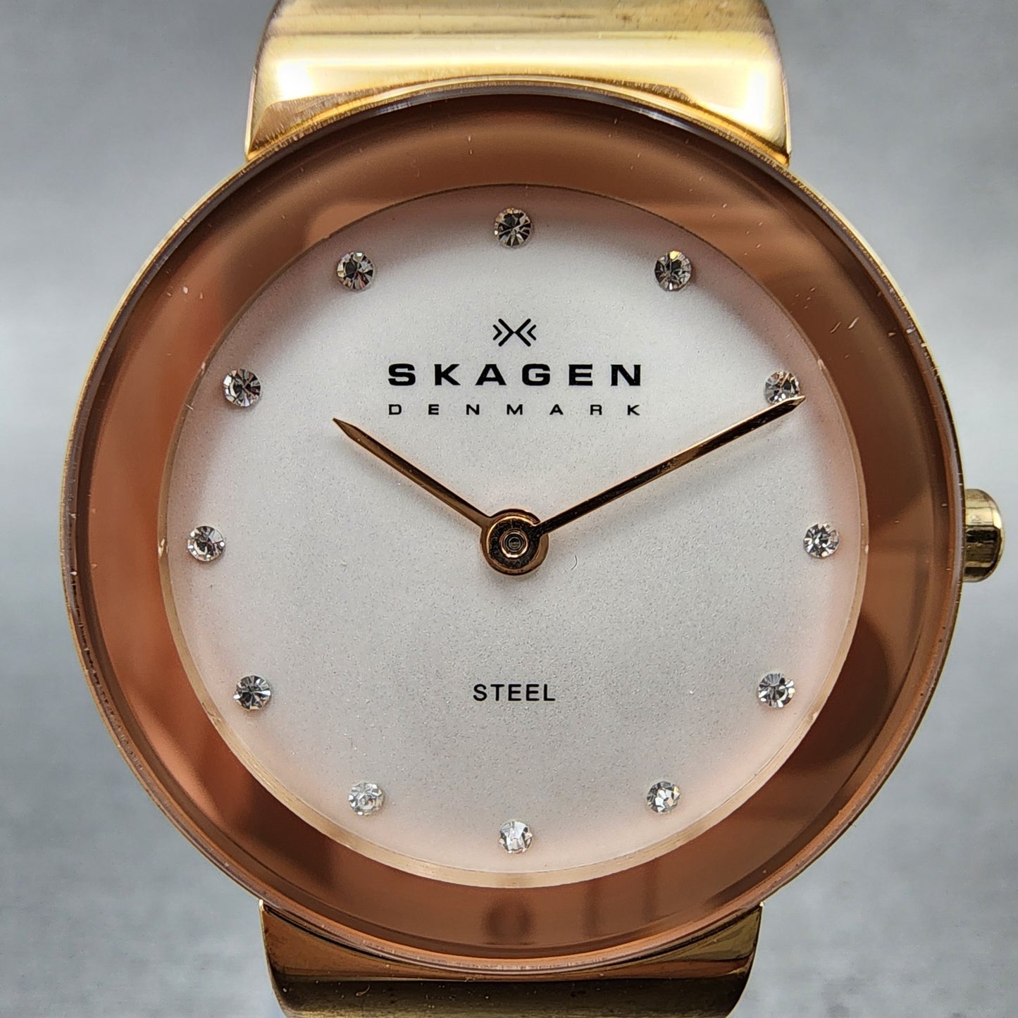 Skagen Watch Women 26mm Silver Dial Rose Gold Tone Round 358SRSC New Battery1