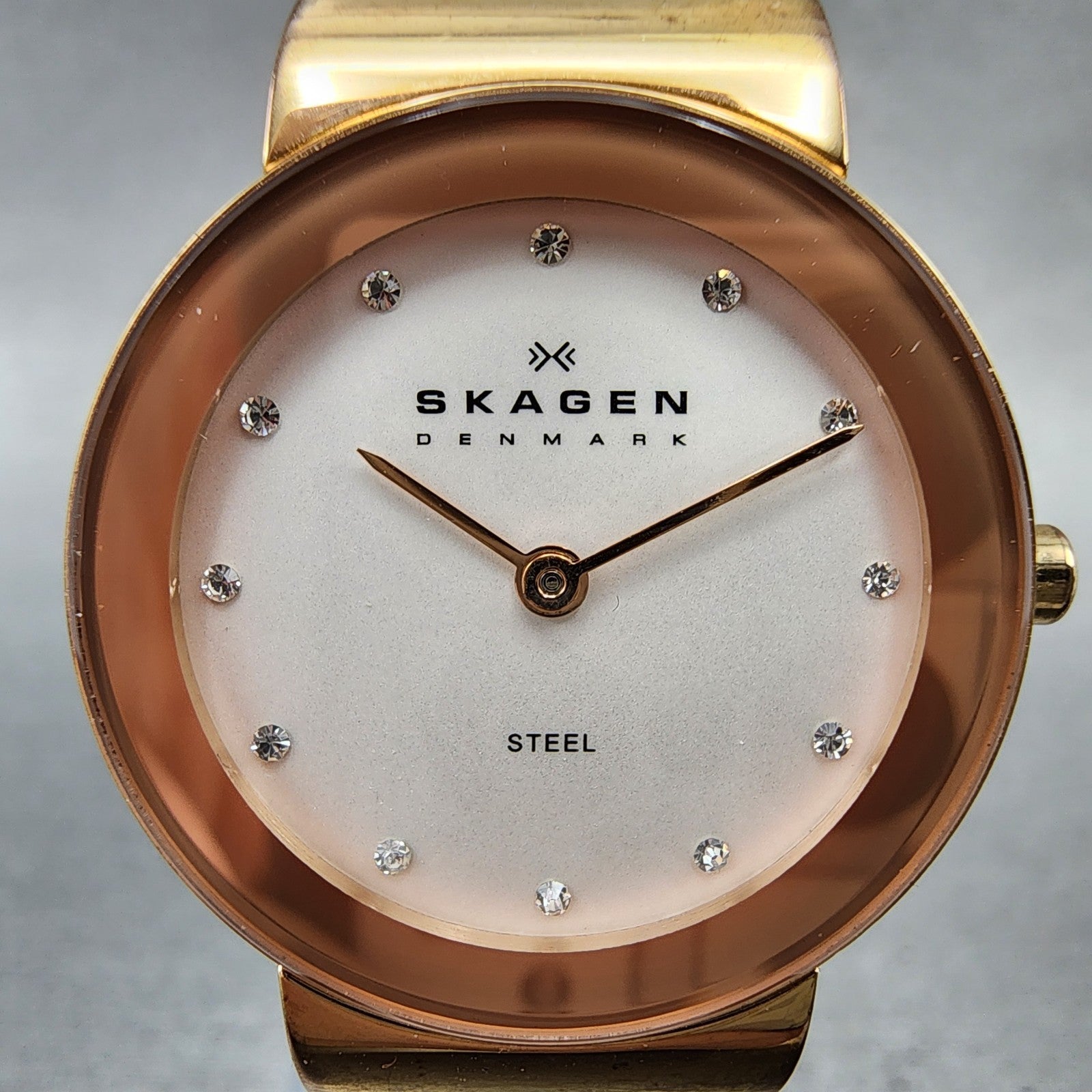 Skagen Watch Women 26mm Silver Dial Rose Gold Tone Round 358SRSC New Battery1