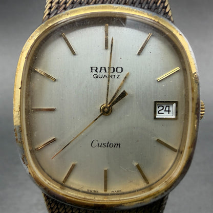 Rado Custom Watch Men 31mm Silver Dial Gold Tone Date oval 729.5047.2 PARTS2