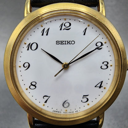 Seiko Watch Men 33mm White Dial Gold Tone 7n01-0bh0 New Battery