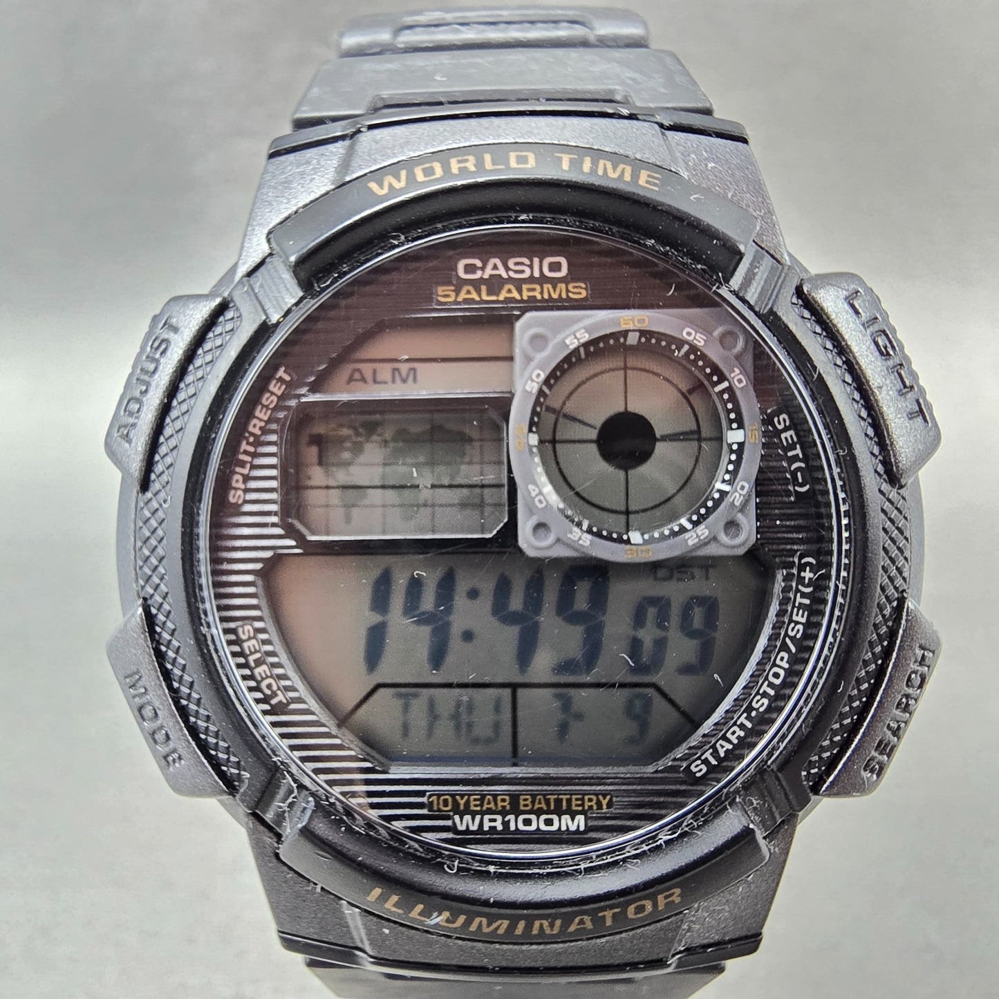 Casio AE-1000W Watch Men 44mm Black Dial Gray Black World Time Digital New Batt3