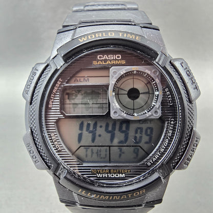 Casio AE-1000W Watch Men 44mm Black Dial Gray Black World Time Digital New Batt3