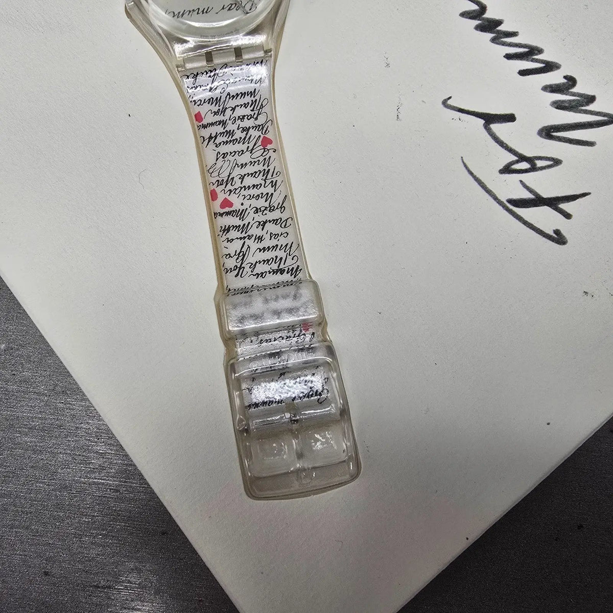 Swatch Dear Mum Watch Unisex 34mm White Dial Clear Case GK294 NOS6