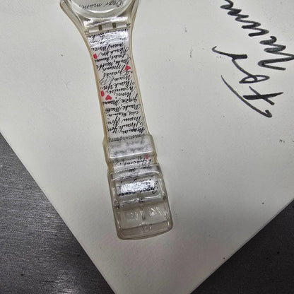 Swatch Dear Mum Watch Unisex 34mm White Dial Clear Case GK294 NOS6