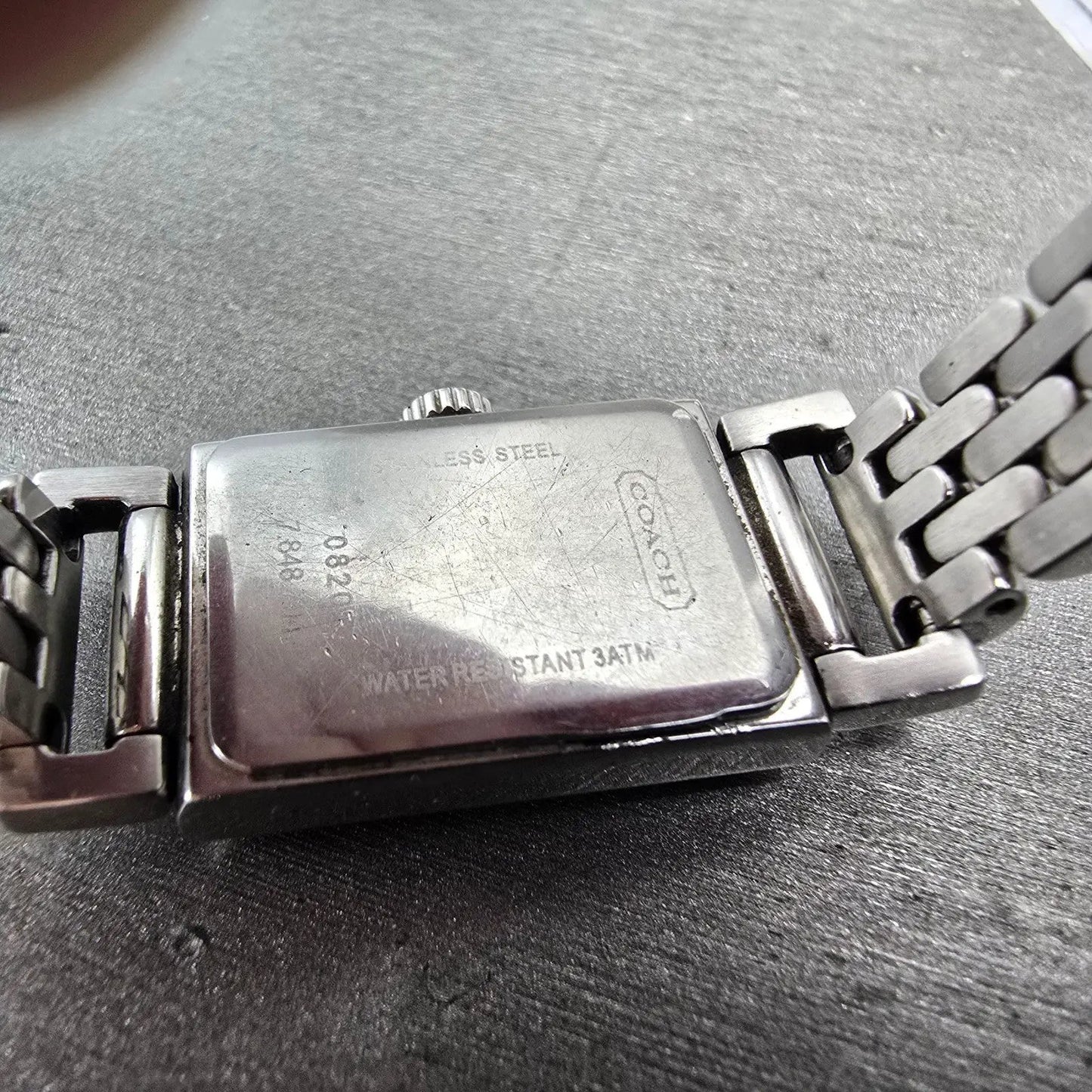 Coach Tank Watch Women 17mm White Dial Silver Tone Rectangle 0820 New Battery9