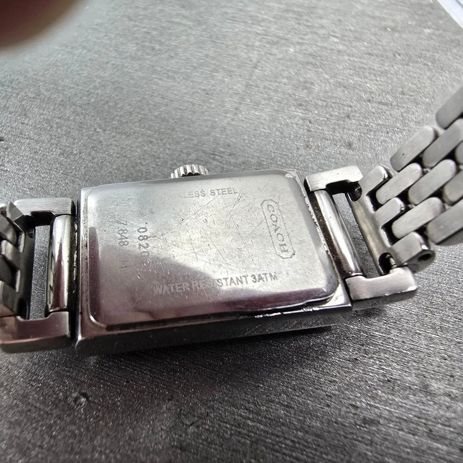 Coach Tank Watch Women 17mm White Dial Silver Tone Rectangle 0820 New Battery9