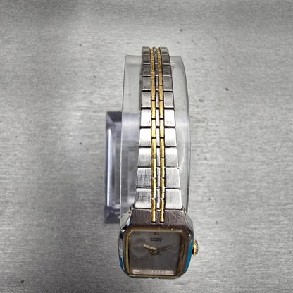 Seiko Watch Women 16mm Silver Dial Two Tone Rectangle 2C20-5209 New Battery4