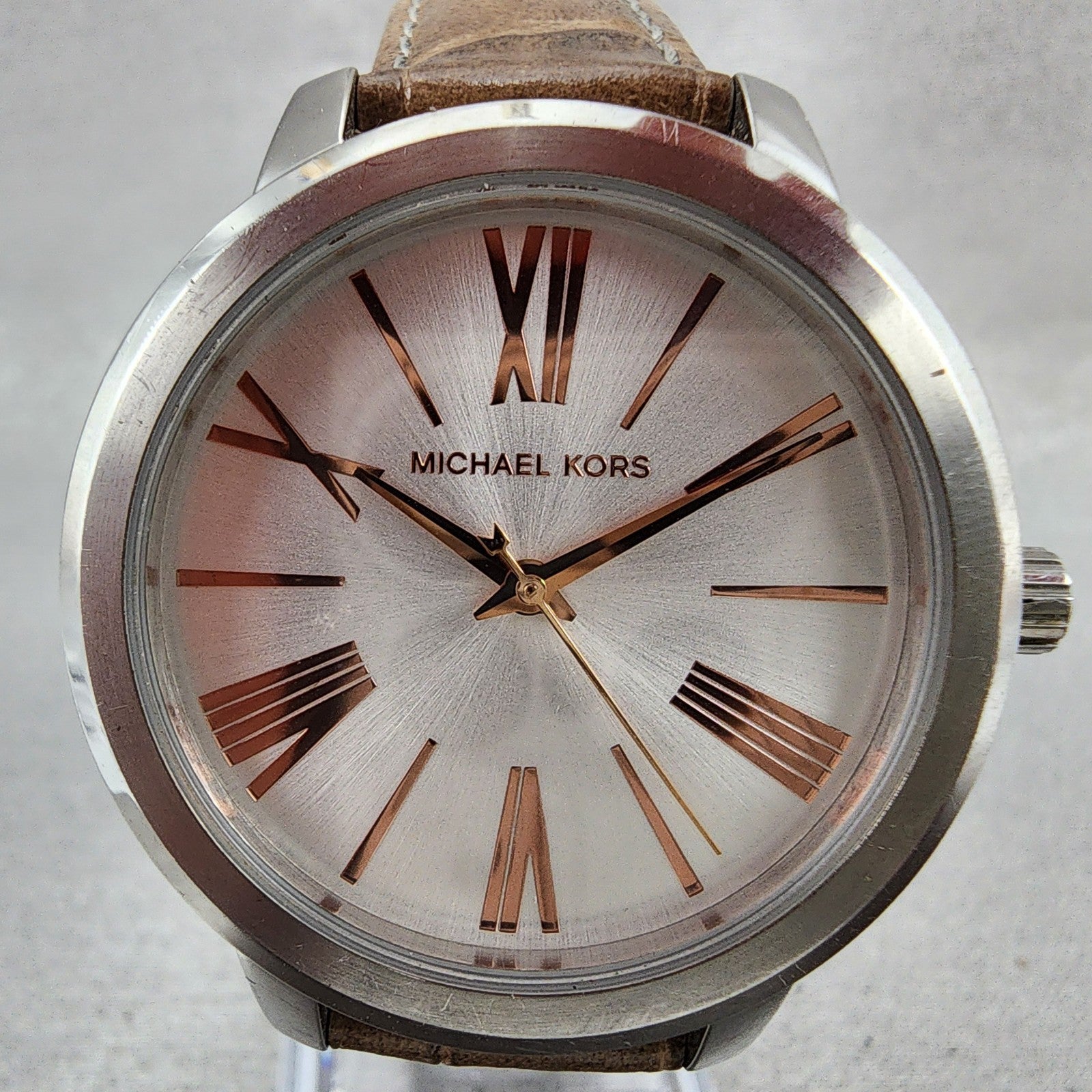 Michael Kors Martman Watch Women 38mm Silver Dial Steel Round MK2479 New Battery1